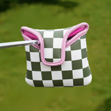 Green Pink Cherkerboard Mallet Putter Golf Head Covers
