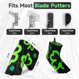 Fluorescent Lucky Clover Crocodile Leather Blade Putter Cover