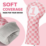 Pink Denim-Style Plaid Driver Golf Headcover