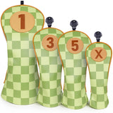 Green Checkered Driver Golf Headcover Set