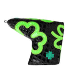 Fluorescent Lucky Clover Crocodile Leather Blade Putter Cover