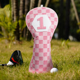 Pink Denim-Style Plaid Driver Golf Headcover