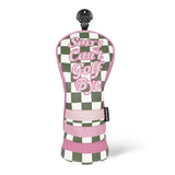 Green Plaid Golf Headcover with Pink Patch Accent