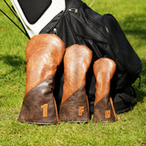 Two-Tone Vintage Wood Golf Headcover Set