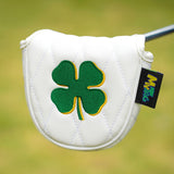 White Four-leaf Clover Mallet Putter Golf Head Cover