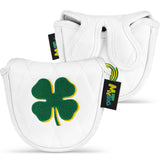 White Four-leaf Clover Mallet Putter Golf Head Cover