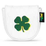White Four-leaf Clover Mallet Putter Golf Head Cover