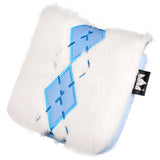 Elegant Blue & White Rhombus Plush Square Mallet Putter Cover