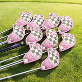 Pink Checkerboard Iron Golf Head Cover