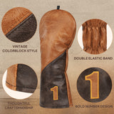Two-Tone Vintage Wood Golf Headcover Set