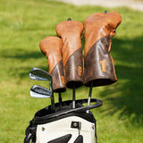 Two-Tone Vintage Wood Golf Headcover Set
