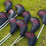 10pcs Red Numbers Black Leather Iron Covers with Magnetic Closure