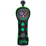 Black Leather Four-Leaf Clover Golf Headcover Set