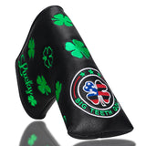 Black Leather Four-Leaf Clover Golf Headcover Set