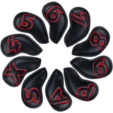 10pcs Red Numbers Black Leather Iron Covers with Magnetic Closure