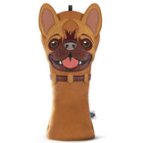 Brown PU Bulldog Embroidered Driver Golf Head Cover
