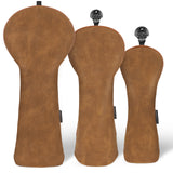 Solid Brown Golf Driver Cover Set