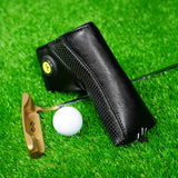 Premium Leather Balck Magnetic Golf Blade Putter Cover with Marker