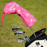 Peach PU leather BIRDIE Embroidery Driver Golf Head Cover