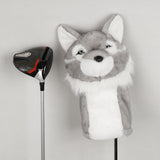 Grey Wolf Head Plush Animal Driver Golf Head Cover