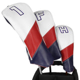 White Red Blue Spliced Digital Driver Golf Headcover