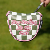 Green Pink Check Golf Mallet Putter Cover