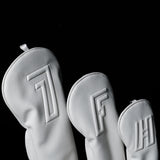 White 3D Embossed Leather Golf Headcovers