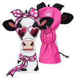 Miss White Plush Cow Driver Golf Headcover