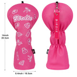 Peach PU leather BIRDIE Embroidery Driver Golf Head Cover