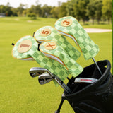 Green Checkered Driver Golf Headcover Set
