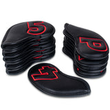 10pcs Red Numbers Black Leather Iron Covers with Magnetic Closure