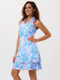 Spring Scenery Print 32"/37" Racerback Sleeveless Dress with Shorts