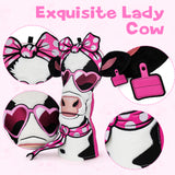 Miss White Plush Cow Driver Golf Headcover