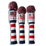 USA Flag Knitted Pom Pom Golf Head Cover