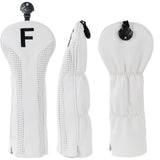 Vintage White Perforated Leather Wood Head Covers