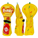 Yellow Red Black Chili Pepper Sauce Golf Headcover Set