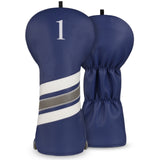 Dark Blue White Stripes Golf Head Covers Set