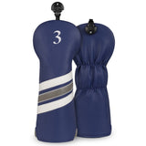 Dark Blue White Stripes Golf Head Covers Set