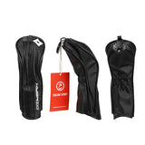 Black PU Texture Wood Golf Headcover Set
