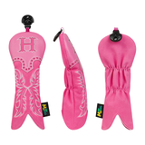 Pink Cowboy Boots Hollow Embroidered Golf Head Cover