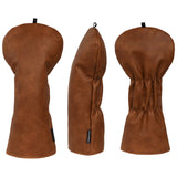 Brown Retro Genuine Leather Golf Headcover Set