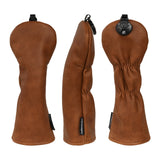 Brown Retro Genuine Leather Golf Headcover Set