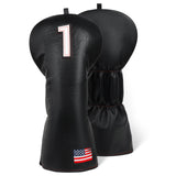 Black White Wood Golf Head Cover Set