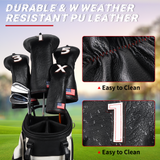 Black White Wood Golf Head Cover Set