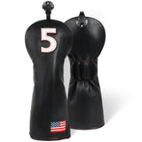 Black White Wood Golf Head Cover Set