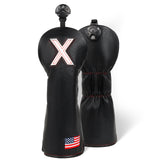 Black White Wood Golf Head Cover Set