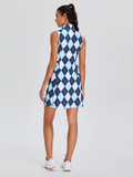 33" Checkerboard Zipper Golf Dress with Shorts For Women