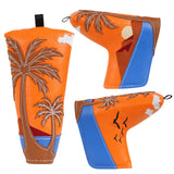 Orange Blue Splicing Coconut Tree Putter Golf Head Cover