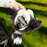 Black-and-White Raccoon Plush Driver Golf Headcover