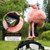 Orange-Pink Flamingo Plush Driver Cover with Socks